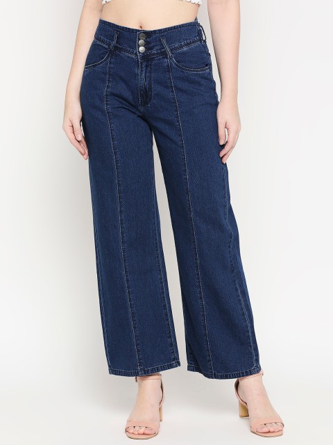 

Kraus Jeans Women Blue Wide Leg High-Rise Clean Look Jeans