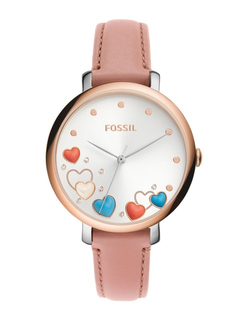 

Fossil Women Silver-Toned & Pink Printed Analogue Watch ES5065, White