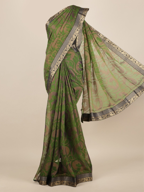 

Pothys Green Printed Poly Chiffon Saree