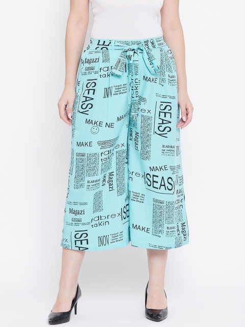 

TULIP 21 Women Turquoise Blue & Black Regular Fit Printed Culottes