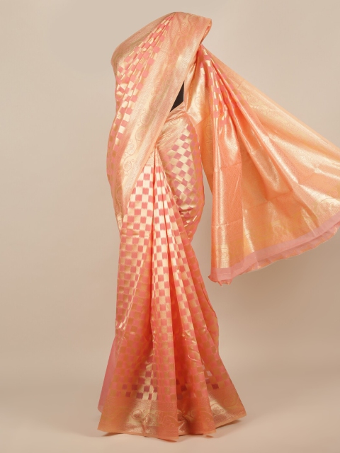 

Pothys Pink Woven Design Jute Silk Saree