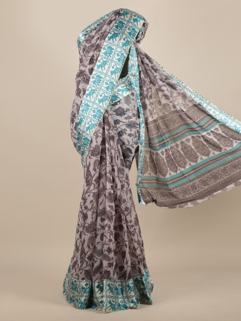 

Pothys Grey Printed Jute Silk Saree