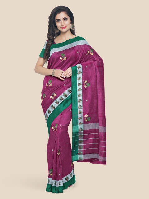 

Kalamandir Purple & Green Cotton Blend Printed Saree