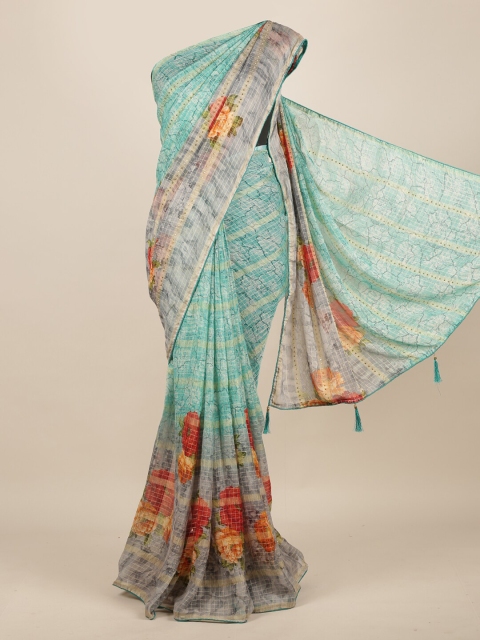 

Pothys Blue Printed Poly Chiffon Saree