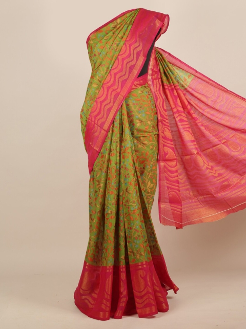

Pothys Green Printed Jute Silk Saree