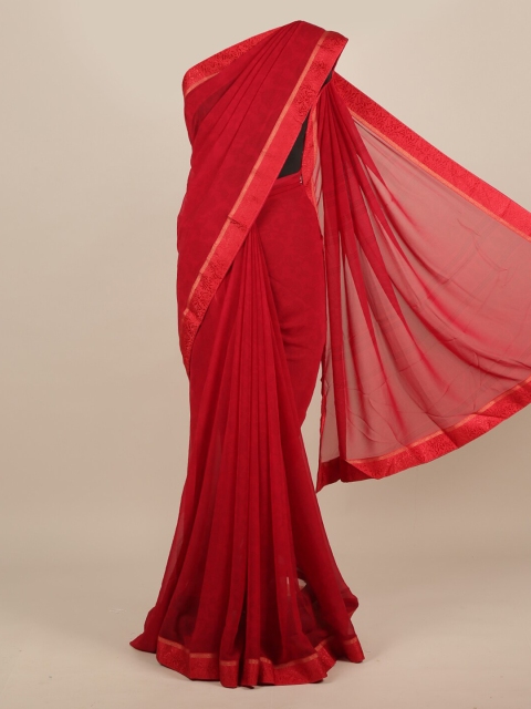

Pothys Red Printed Poly Chiffon Saree