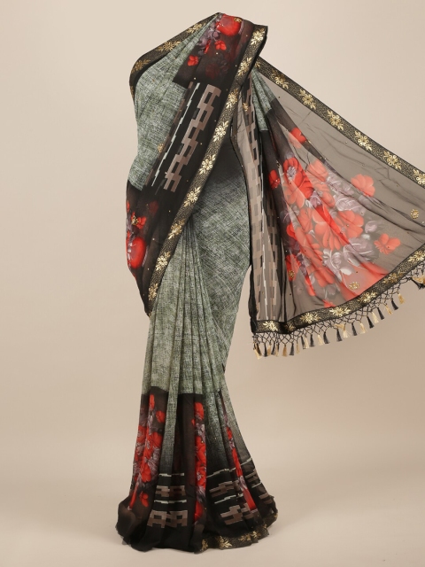 

Pothys Green Woven Design Poly Chiffon Saree
