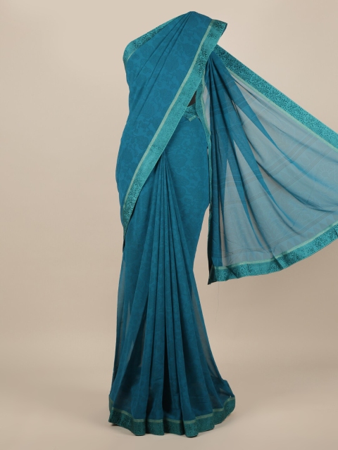 

Pothys Blue Woven Design Poly Chiffon Saree