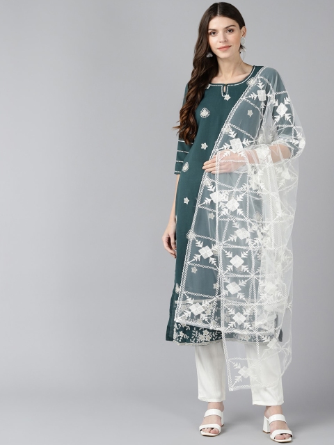 

Bani Women Women Green Woven Design Kurta with Palazzos & Dupatta