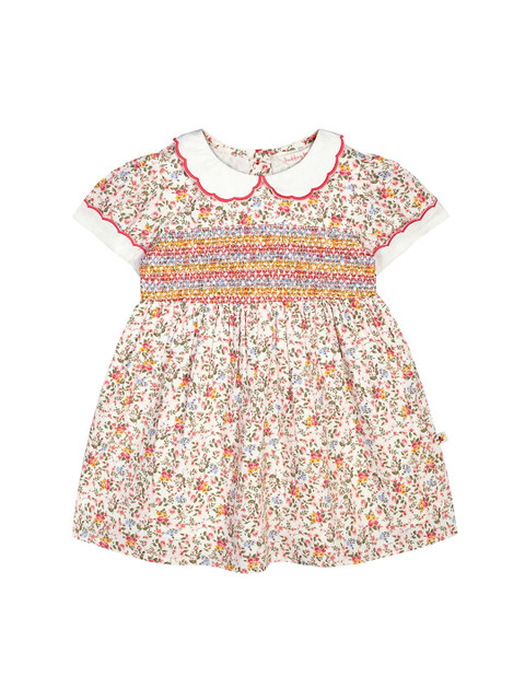 

Budding Bees Girls Off-White & Pink Cotton Floral Print A-Line Dress