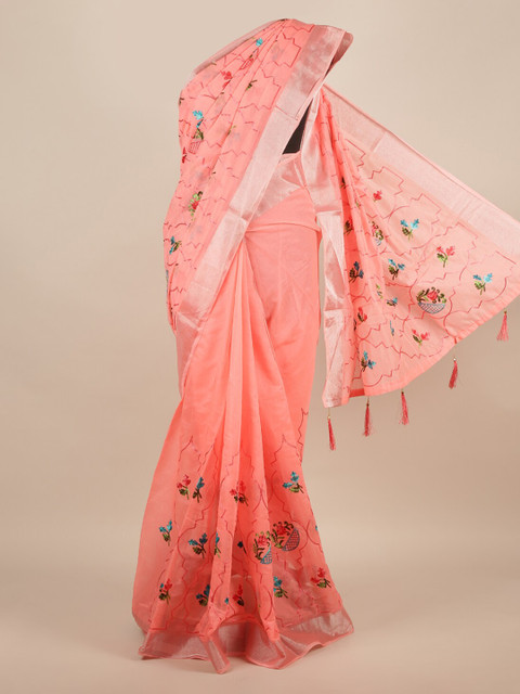 

Pothys Peach-Coloured Woven Design Saree