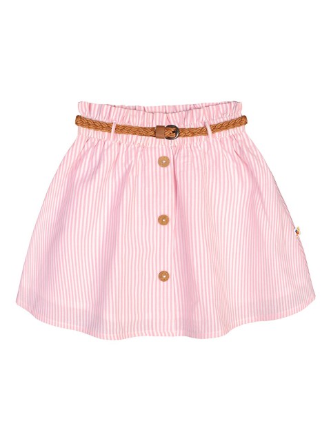 

Budding Bees Girls Pink & White Striped Pure Cotton Flared Skirt with Belt