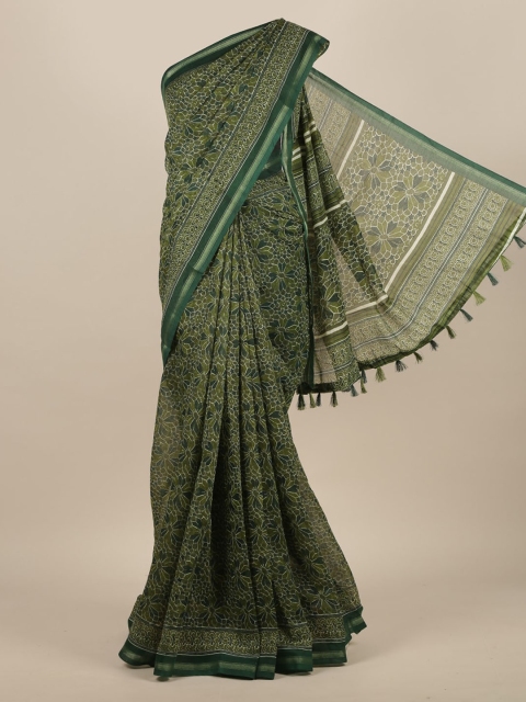

Pothys Green Printed Jute Silk Saree