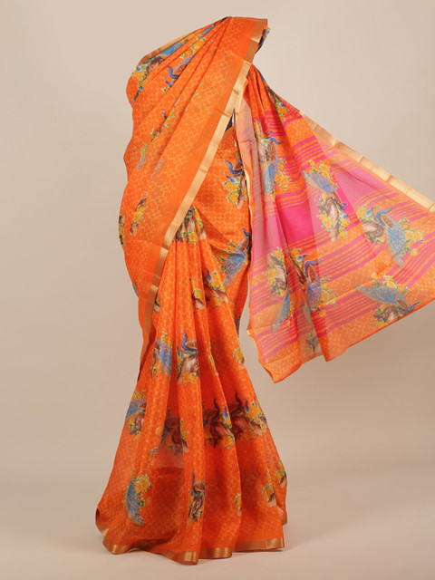 

Pothys Orange Woven Design Saree