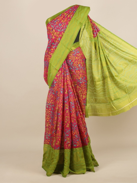 

Pothys Magenta Printed Jute Silk Saree
