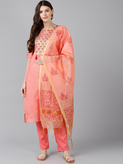 

Bani Women Women Pink Yoke Design Kurta with Trousers & Dupatta