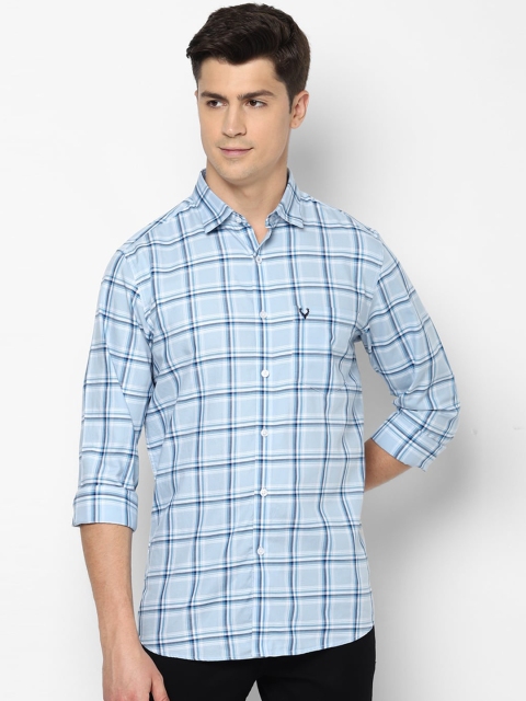 

Allen Solly Men Blue Pure Cotton Slim Fit Checked Casual Shirt