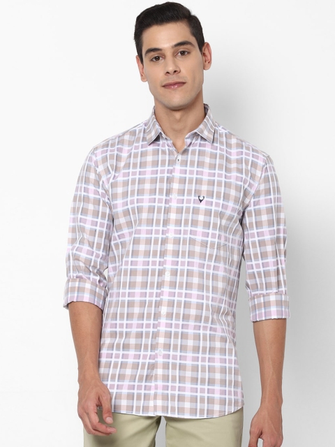 

Allen Solly Men Pink & Blue Pure Cotton Slim Fit Checked Casual Shirt