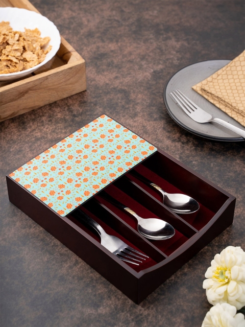 

KOLOROBIA Brown & Green Babur Printed Cutlery Holder