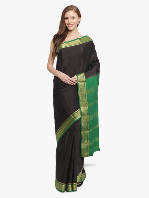 

Sudarshan Silks Black Pure Silk Solid Mysore Silk Saree