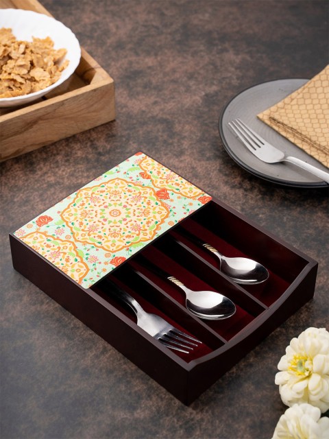 

KOLOROBIA Brown & Blue Ornate Mughal Cutlery Holder