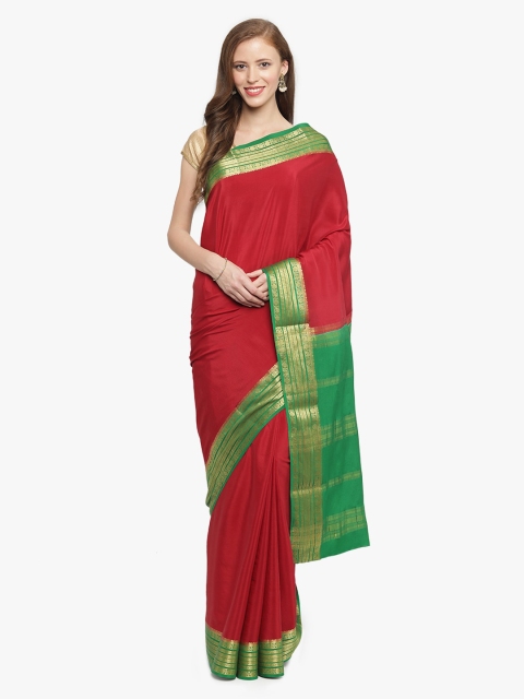 

Sudarshan Silks Red Pure Silk Solid Mysore Silk Saree