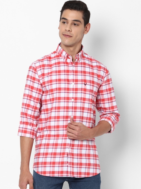 

Allen Solly Men Red & White Pure Cotton Slim Fit Checked Casual Shirt
