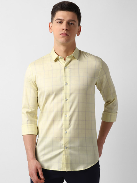

Louis Philippe Sport Men Yellow & Blue Slim Fit Checked Casual Shirt