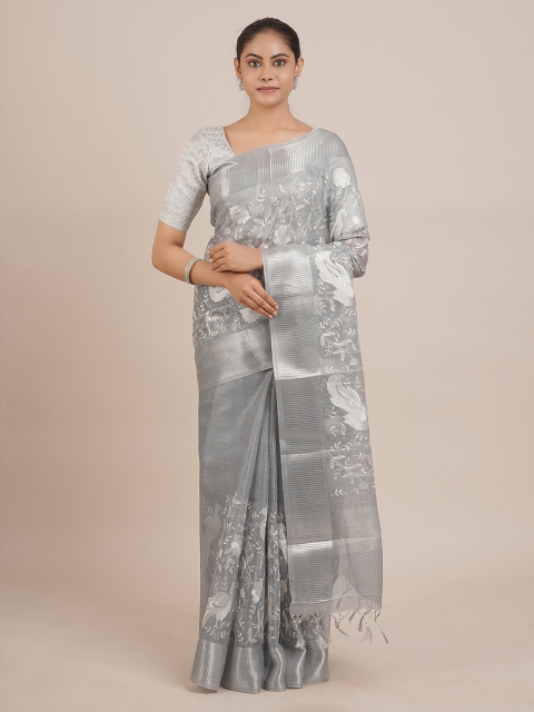 

Pothys Grey Woven Design Tissue Saree