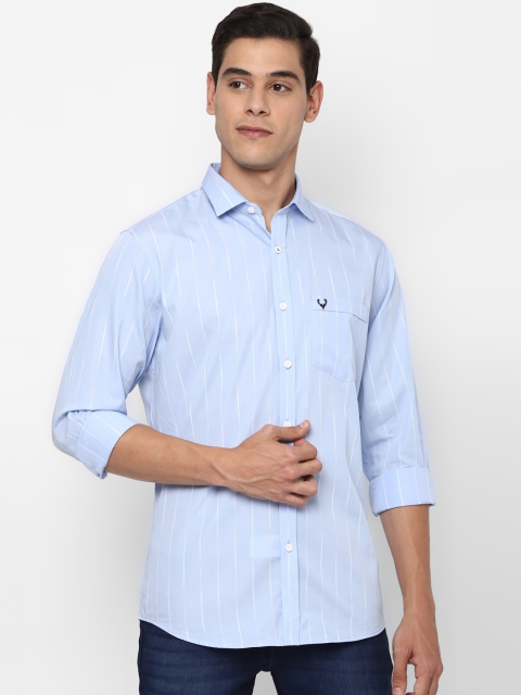 

Allen Solly Men Blue Pure Cotton Slim Fit Striped Casual Shirt