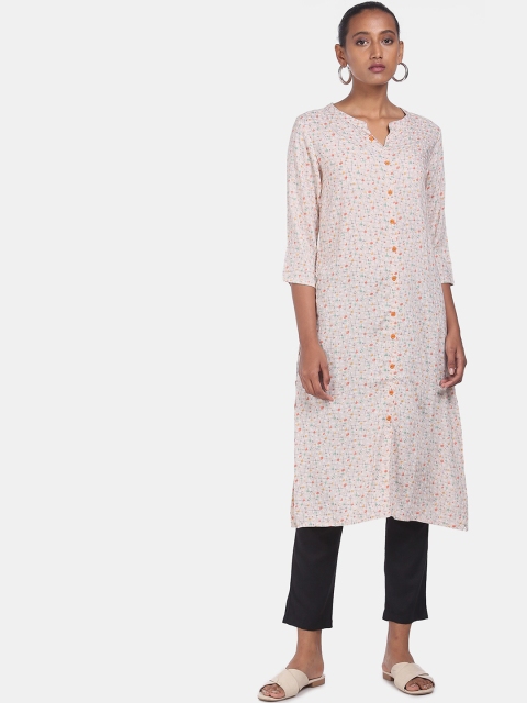 

Karigari Women Off White Geometric Printed Kurta