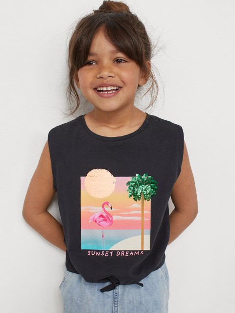 

Dieter Braun x H&M Girls Black Printed Jersey Pure Cotton Top