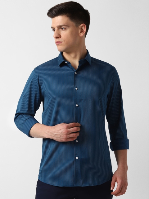 

Louis Philippe Sport Men Teal Blue & White Slim Fit Striped Casual Shirt