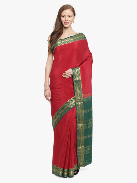 

Sudarshan Silks Red Pure Silk Solid Mysore Silk Saree