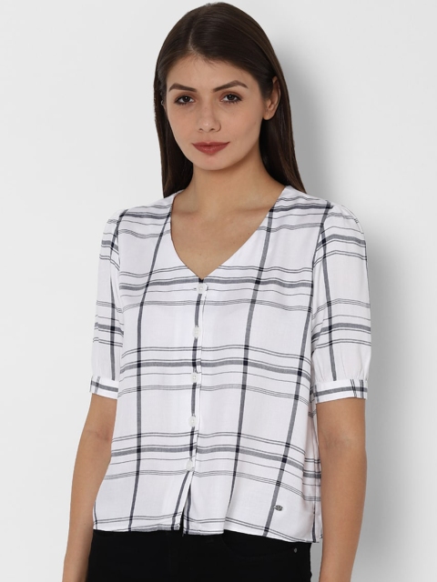

Allen Solly Woman White & Black Checked Monochrome Regular Top