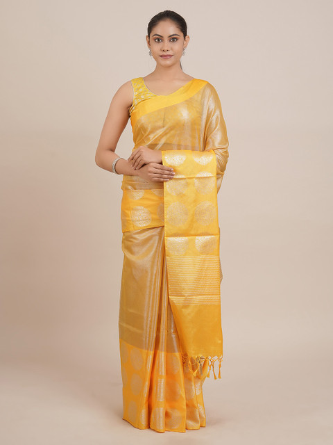 

Pothys Yellow Woven Design Tissue Saree