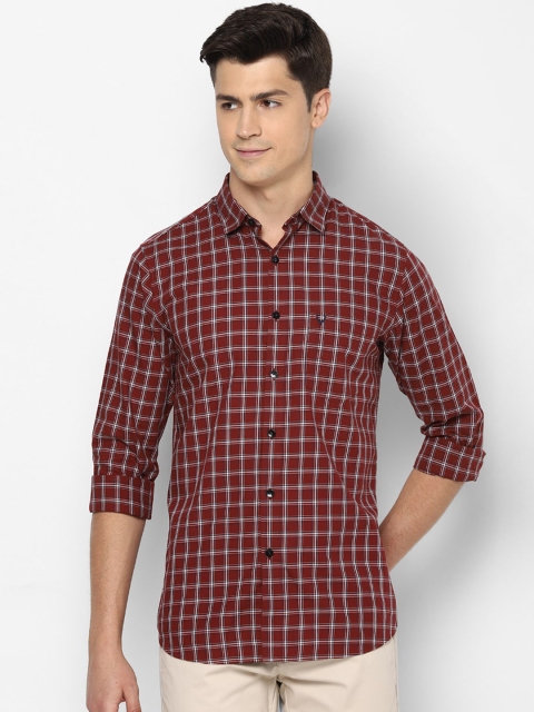 

Allen Solly Men Maroon Pure Cotton Slim Fit Checked Casual Shirt