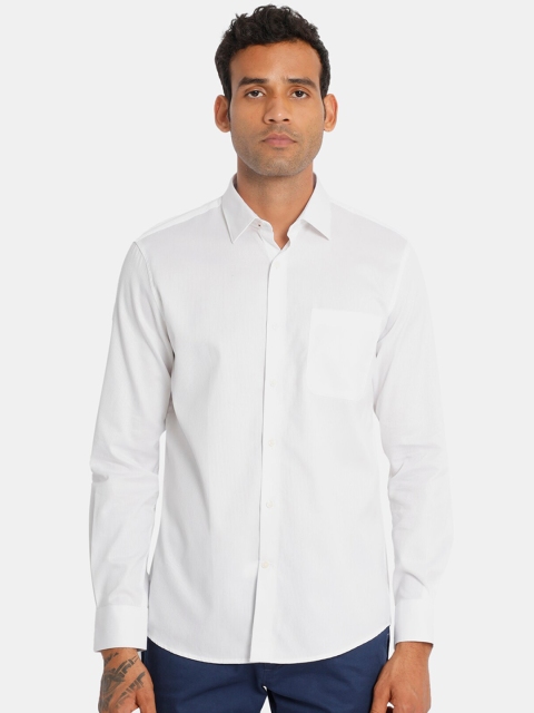 

AD By Arvind Men White Pure Cotton Self-Striped Casual Shirt