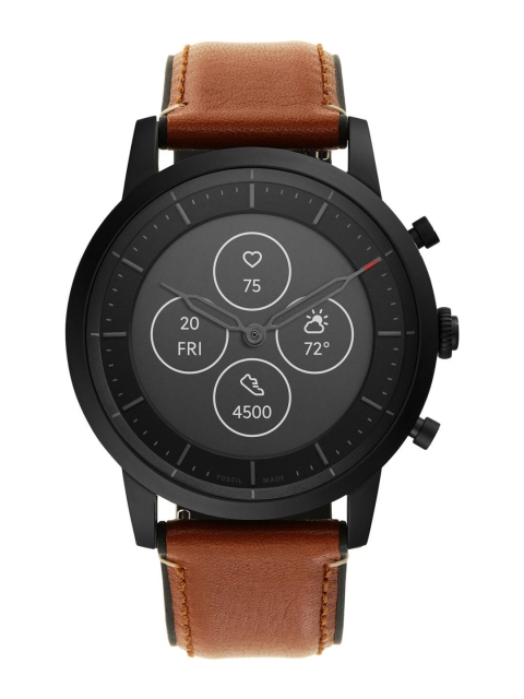 

Fossil Men Black Leather Collider Hybrid Watch FTW7007