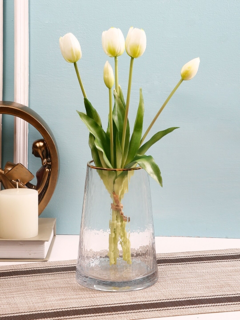 

TAYHAA Set Of 5 White & Green Tulip Flowers & Buds