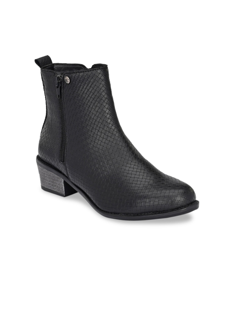 

El Paso Women Black Textured Mid-Top Heeled Boots