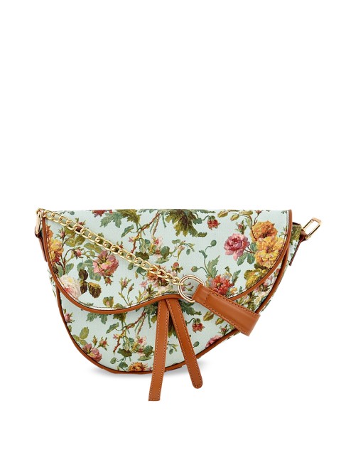 

Lychee bags White & Green Printed Sling Bag