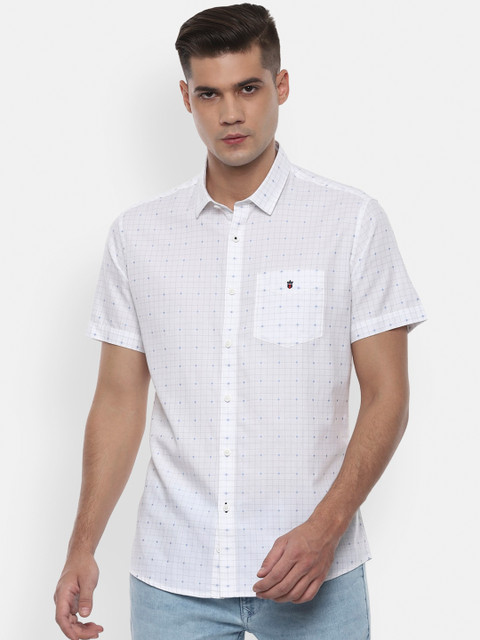 

Louis Philippe Sport Men White & Blue Pure Cotton Slim Fit Printed Casual Shirt