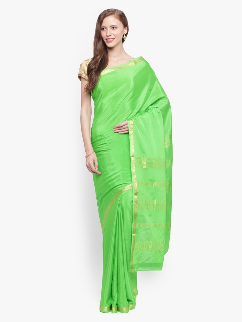 

Sudarshan Silks Green Pure Silk Solid Mysore Silk Saree