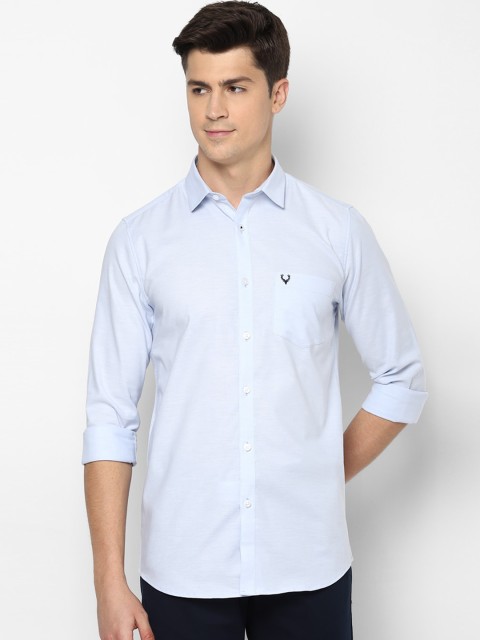 

Allen Solly Men Blue Pure Cotton Slim Fit Solid Casual Shirt
