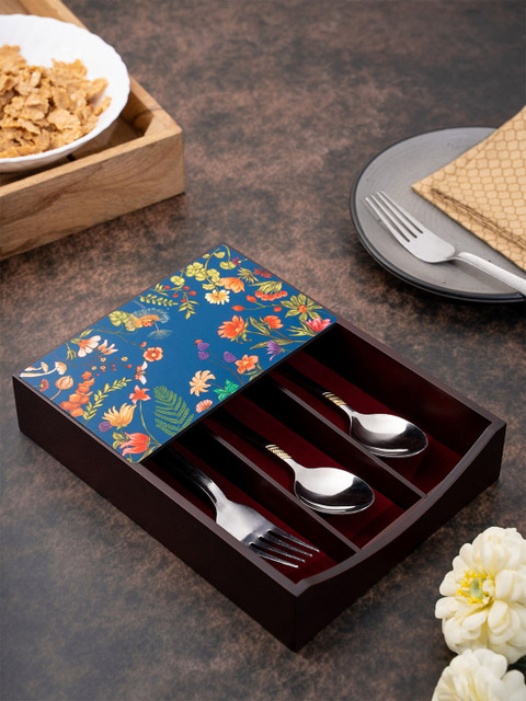 

KOLOROBIA Brown & Blue Camel Glory Printed Cutlery Holder