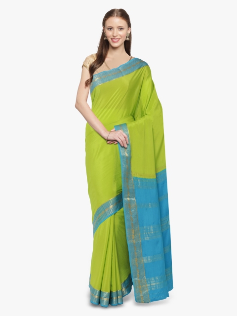 

Sudarshan Silks Green & Blue Pure Silk Solid Mysore Silk Saree
