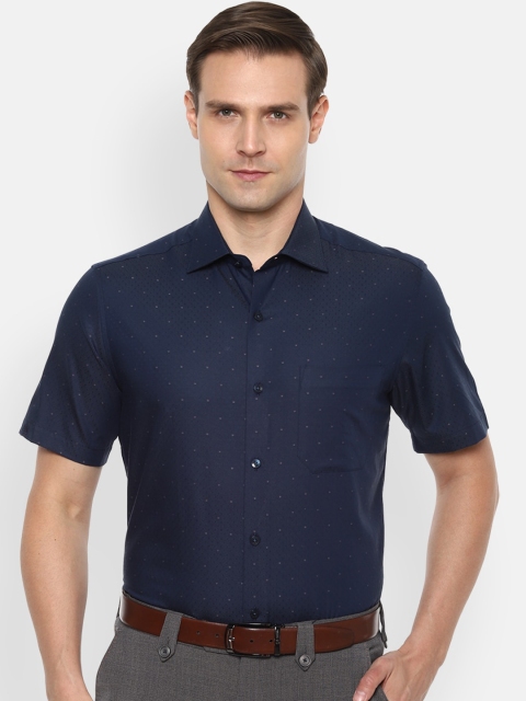 

Louis Philippe Men Navy Blue Pure Cotton Regular Fit Self Design Casual Shirt