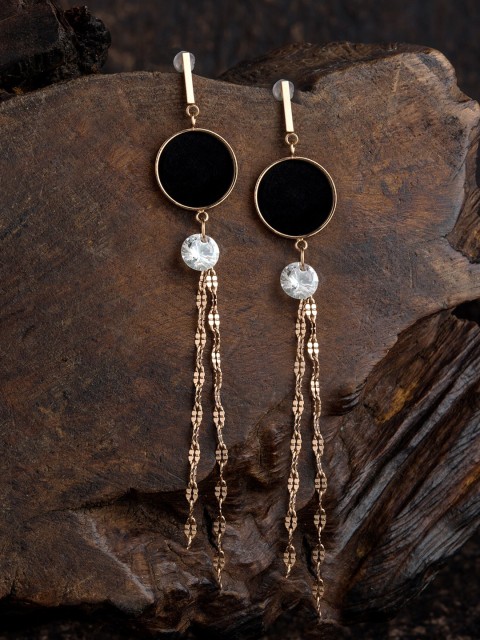 

E2O Gold-Plated & Black Circular Drop Earrings