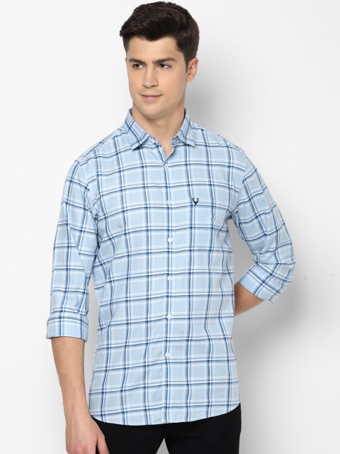 

Allen Solly Men Blue Pure Cotton Slim Fit Checked Casual Shirt